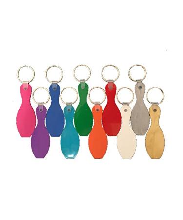 Bowling Pin Key Chains - 10 Pack Assorted Colors