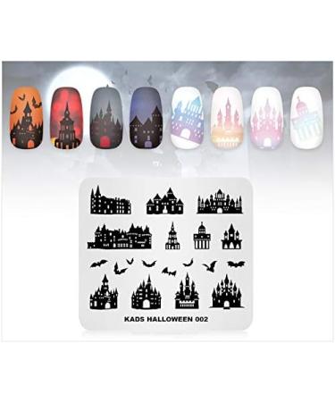 Halloween Nail Stamping Plate - Castle, Bat, Haunted House Patterns | Alexnailart HA002 - Buy Online on GoSupps.com