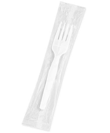 Value Plus (1000 Count) White Disposable Fork Individually Wrapped Heavy Weight Polypropylene Cutlery for Birthday Party Picnic Barbecue Ideal for Office & Take Away