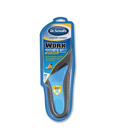 Scholls DSC59062 Comfort & Energy Work Massaging Gel Insoles for Men Black & Blue - Sizes 8 to 14 Multicoloured Size 8