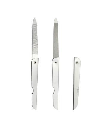 Lurrose 6pcs Foldable Stainless Steel Nail Files - Portable Double-sided Manicure Tools (Silver) - Buy Online on GoSupps.com