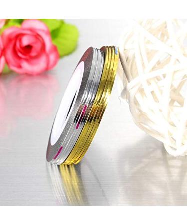 10 Rolls Gold/Silver Glitter Nail Striping Tape Set with Dispenser - Self-Adhesive Nail Art Foil for DIY Designs - Buy Online on GoSupps.com