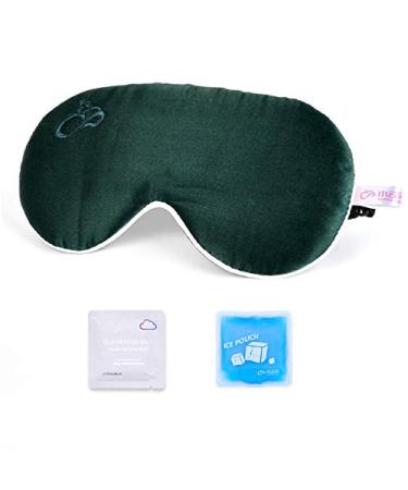 alittlecloud Silk Dry Eye Mask Warm Moist Heat and Ice Gel Eye Compress for Dry Eye Puffy Eyes and Stye Treatment Dark Green Dark Green2