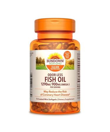 Sundown Naturals Odor-Less Fish Oil 645 mg 72 Coated Mini Softgels