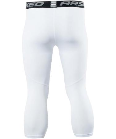 ARSUXEO Men's 3/4 Compression Running Tights Capri Pants - White - Size Medium - Buy Online on GoSupps.com