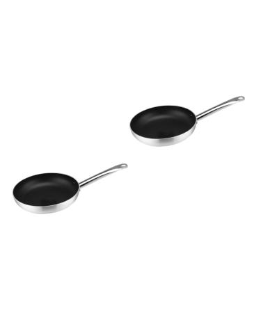 Milisten 2 Pcs Aluminum Steak Skillet Kitchen Grill Pan Aluminum Frying Pan Griddle for Induction Cooktop Non- Stick Frying Wok Flat Bottom Wok Egg Pan Practical Kitchenware Pancake Pan Gas Silverx2pcs 39.5X20CMx2pcs