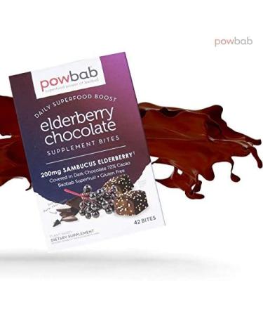 powbab Elderberry Chocolate Bites with Organic Sambucus Elderberry. 33% Less Sugar Than Elderberry Gummies. Organic Dark Chocolate 72% Cacao. Baobab Acerola Cherry (42 Count) - Buy Online on GoSupps.com