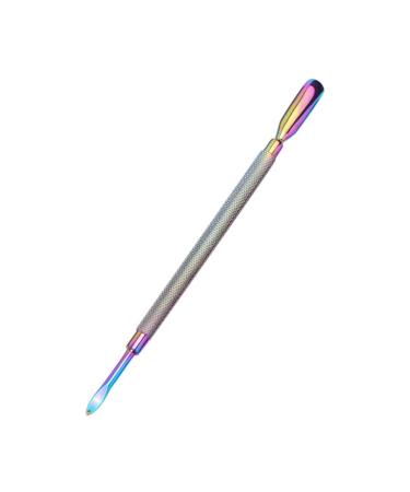 Rainbow Stainless Steel Nail Cuticle Pusher Tweezer Nail Art Files Gel Polish Manicure Care Groove Tool 06