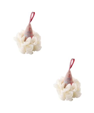 Housoutil 2 Pcs Ice Cream Bath Ball Bath Sponge Sponges Face Cleansing Sponge Cleaning Scrubber Bathroom Bath Loofah Ice Cream Shower Sponge Adorable Shower Ball White Polyester