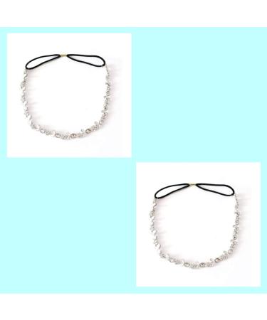 Women Silver Rhinestone Flower Hair Band Elastic Headband Silver Rhinestone - Buy Online on GoSupps.com