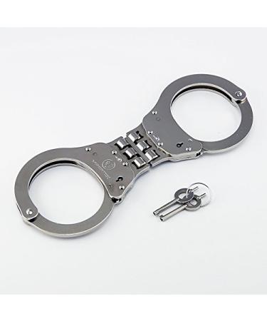 VIPERTEK Heavy Duty Hinged Double Lock Steel Police Edition Professional Grade Handcuffs (Silver)
