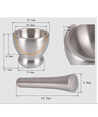 SHAOHUASC Brushed Stainless Steel Mortar and Pestle Pill Crusher Spice Grinder Herb Bowl Pesto Powder Grinder Compatible with Crushing Grinding with Anti Slip Base - Buy Online on GoSupps.com