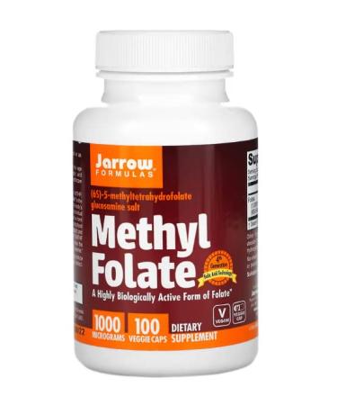 Jarrow Formulas Methyl Folate (5-MTHF) 1000mcg Folic Acid 100 Vegan Capsules Lab Tested Gluten Free Vegetarian Soy Free Non-GMO