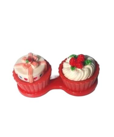 KCHYCV Cartoon gift cute buttercream glasses double-layer contact lens case set of contact lens cases (Color : White)