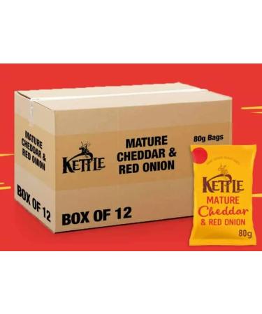 Kettle Crisps 12x80g (Mature Cheddar & Red Onion) - Buy Online on GoSupps.com