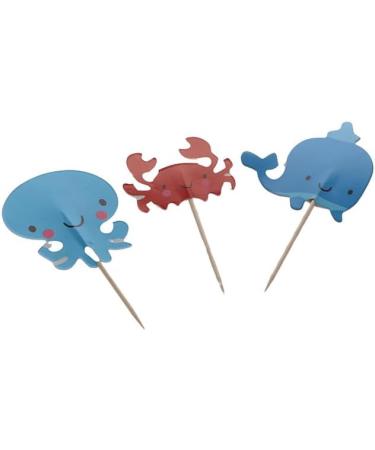 48pcs Ocean Sea Animals Cupcake Toppers Dolphin Crab Octopus Cake Cupcake Picks Under the Sea Theme Birthday Party Cake Decorations Supplies - Buy Online on GoSupps.com