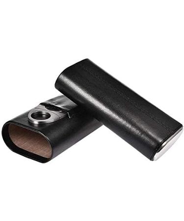 Humidor Holder Cigar Bags Metal Surface Superior Leather with Cutter Two-end 3 Tube Cigar - Buy Online on GoSupps.com
