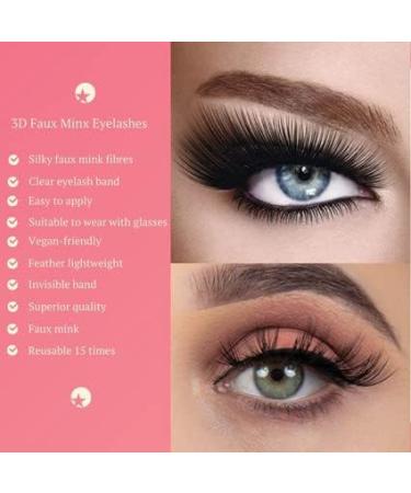 False Eyelashes Natural 3D Faux Mink Lashes 1 Pair Soft Fluffy Wispy Fake Eyelashes Dramatic Handmade Reusable Cat-Eye Lashes (Intelligent 3D Silk) - Buy Online on GoSupps.com
