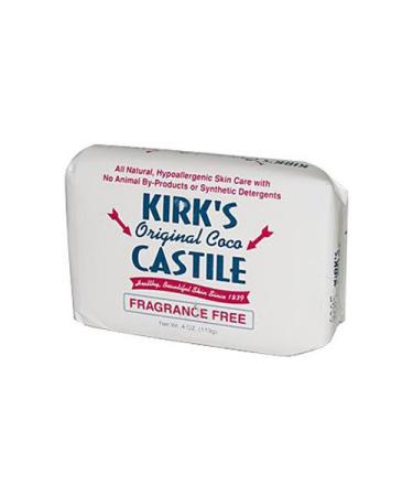 Kirk's 100% Premium Coconut Oil Gentle Castile Soap Fragrance Free  4 oz (113 g)