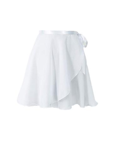 CHENGZI Ballet Wrap Skirts Chiffon Dance Skirt Gymnastics Skate Ballet Training Skirts for Women Kids S White
