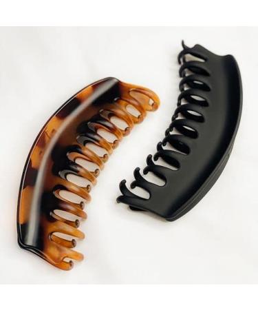 Kitsch Large Hair Clips for Women - Jumbo Dome Claw Clips for Thick Hair (2pc Tortoise&Black) - Buy Online on GoSupps.com