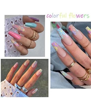 Colorful Flower Nail Art Stickers Decals - 3D Self-Adhesive Designs for Manicure - 30 Sheets - Buy Online on GoSupps.com