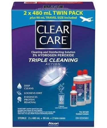 Buy Generic Clear Care 3% Hydrogen Peroxide - Triple Action Cleaning Solution 2x16oz + 3oz Travel Size - Fast International Shipping - Buy Online on GoSupps.com
