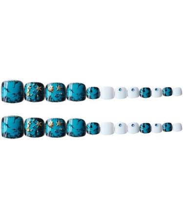 Press on Nails False Nails Toenail Summer Style 24 Pcs Glossy Full Cover Acrylic Nail False Tips Artificial Finger Manicure Cute Acrylic Nails - Buy Online on GoSupps.com