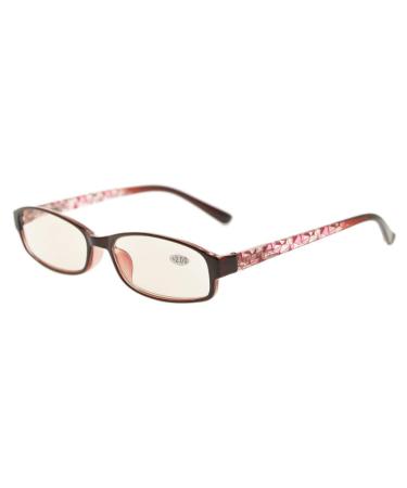 Eyekeper computer reader with anti-blue light function crystal clear spring hinge and enlarges iPad/tablet and electronics reading glasses for women with amber tinted lens (red pattern 2.75) +2.75 red pattern