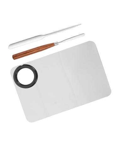 VALICLUD Palette de Maquillage en Acier Inoxydable avec Spatule 3 Pi ces Palette de M lange pour Fond de Teint Outil de Beaut pour Maquilleurs pour M langer Cosm tiques et Pigments