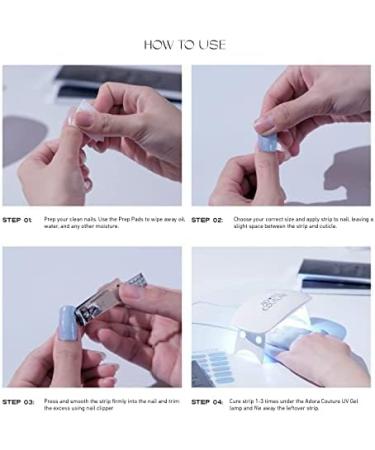 Adora Couture Semi Cured Gel Nail Strips Pedicure 32pcs - Multi Color Pastel Gel Pedi Strips for Salon Quality Nails at Home - UV Light Required - Buy Online on GoSupps.com