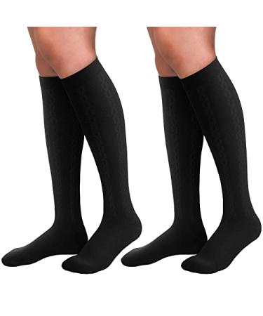 30-40mmHg Medical Graduated Compression Socks for Women&Men Circulation-Compression Stockings-Knee High Socks for Support Hiking Running 1-2 Pack Black Large-X-Large