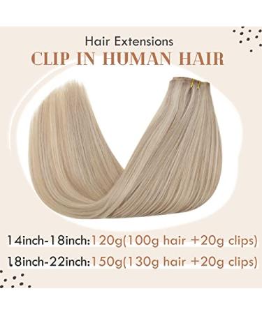 Buy 16 Ash Blonde Clip-in Hair Extensions - Real Remy Human Hair 7pcs Perfect for Mother's Day Seamless PU Clips - Buy Online on GoSupps.com