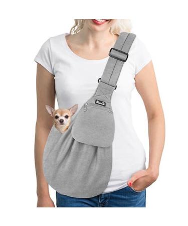 Slowton dog carrier bag pet dog bag with adjustable padded shoulder strap and front bag carrying bag dog for walking outdoors and excursions (gray-sweaters fabric) gray-sweater fabric S (for pets 1.3-3.6kg) - Buy Online on GoSupps.com