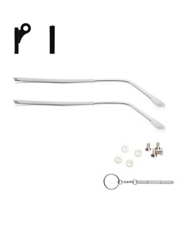 Qyajs 1 pair of metal replacement glasses and plastic glasses brackets clear glasses legs screws washers and 3-in-1 screwdrivers silver