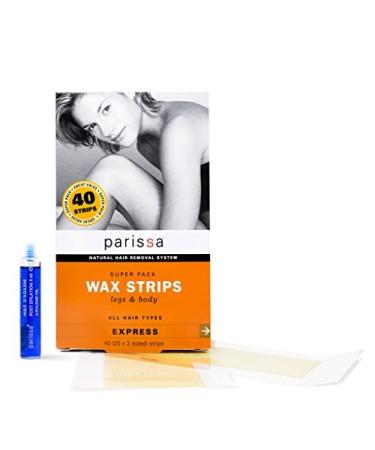 Parissa Hair Removal Wax Strips for Legs & Body - 40 Count with Azulene Oil | Effective Waxing for Bikini, Arms & Underarms - Buy Online on GoSupps.com