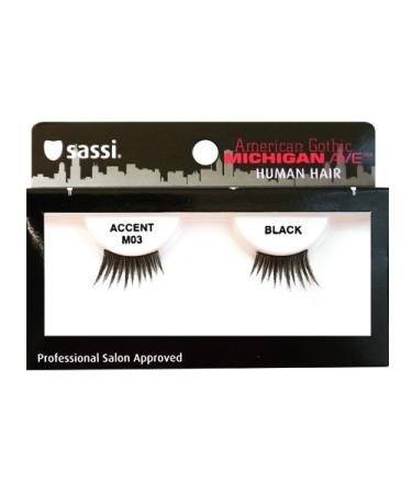 Sassi 804-M03 Michigan Ave 100% Human Hair Accent Eyelashes Black 6 Count