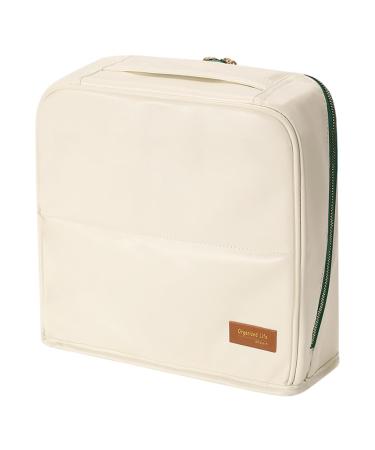Trousse de Maquillage Debout de capacit Trousse Maquillage Debout avec Plusieurs Compartiments pour Organisateur Vertical en Cuir PU Voyage (Blanc) Blanche