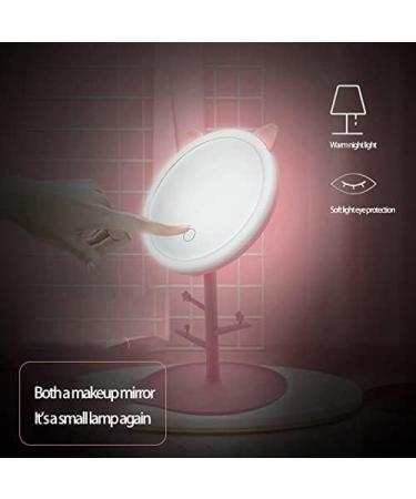 ZOMTTAR Portable LED Lighted Makeup Mirror Ladies Makeup Lamp with Storage Desktop Shape Cosmetic Mirrors(Pink) - Buy Online on GoSupps.com