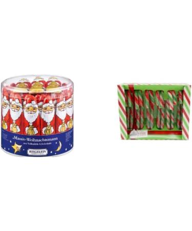 Joyful Indulgence: Holiday Treats Bundle with Riegelein Solid Santa Claus Chocolates & Bonds of London Peppermint Candy Canes - Buy Online on GoSupps.com