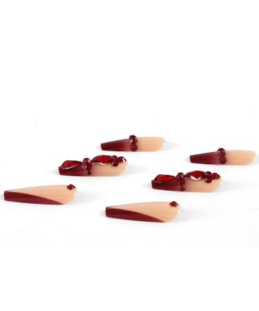 Sethexy Long Coffin False Nails - Bling Red Acrylic Press-On Nails with Crystal Sparkle | 24 pcs for Women & Girls - Buy Online on GoSupps.com
