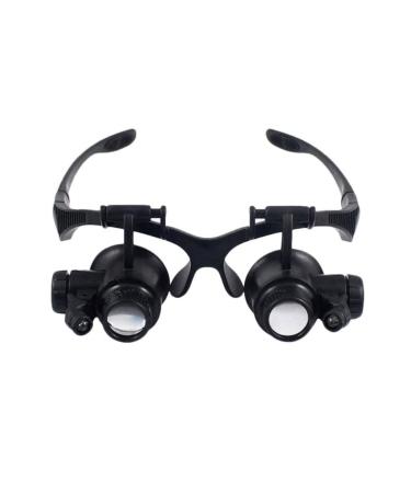 Magnifying Glass 10x 15x 20x 25x Double Eye Glasses Loupe Head Wearing Magnifying Glasses Headset with Led Light for Repair Jewelery Magnifiers