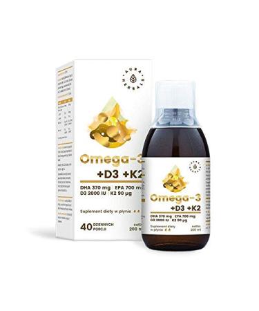 Omega-3 Omega 3 370 DHA + D3 D-3 2000IU + K2 K-2MK7 90µg 200ml AURA HERBALS