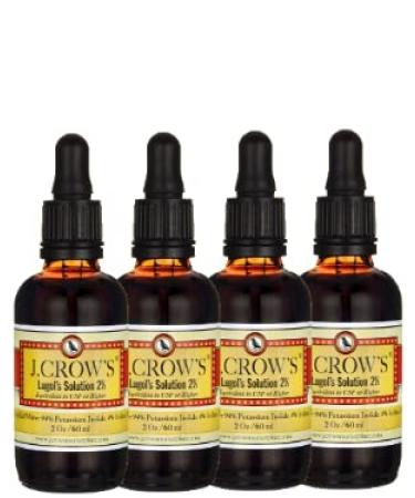 J.CROW'S Lugol's Solution of Iodine 2% 2 oz Four Pack (4 Bottles)