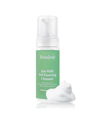 BONAJOUR Jeju Milk Soft Foaming Low pH Cleanser Natural Face Wash For sensitive skin for Daily Face Washing 5.3 Fl. Oz