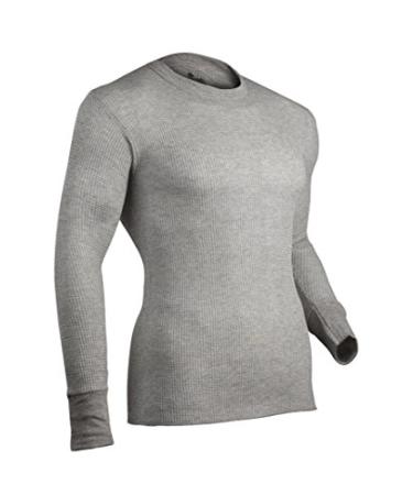 Indera Men's Cotton Waffle Knit Heavyweight Thermal Underwear Top Large Heather Grey