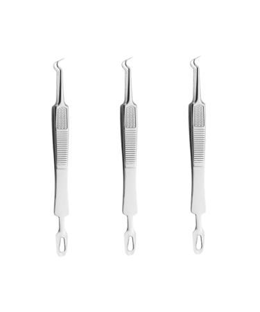 ASAKKURA 9 Pcs Clip Pimple Removal Kit Clip Removal Tool Blackhead Tweezers Kit Silver Stainless Steel