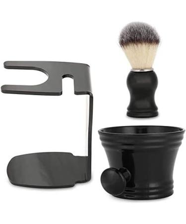 POFET 3-in-1 Beard Shaving Set - Shaving Brush Stand & Bowl for Men | Premium Grooming Kit in Black - Buy Online on GoSupps.com