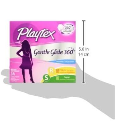 Playtex Simply Gentle Glide Tampons Multipack - 36ct (18ct Regular/18ct Super Absorbency) Fragrance-Free - Buy Online on GoSupps.com