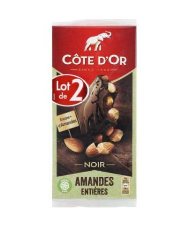 Côte d'Or Dark chocolate, whole almonds - Pack of 2 180g bars